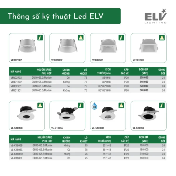 Choa Den Am Tran Chieu Toa ELV VL C1805D 2 Chóa Đèn Âm Trần Chiếu Tỏa ELV - VL-C1805D (2)