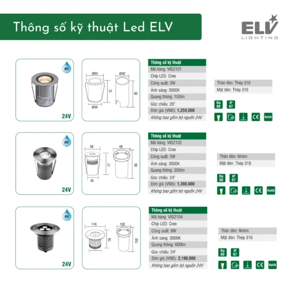 Đèn Led Âm Đất ELV - VIG2101 (2)