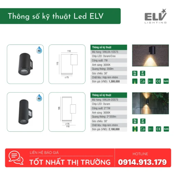 Đèn Led Gắn Tường ELV - VWL04-10S75 (2)