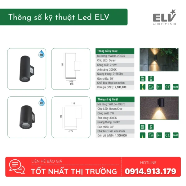 Đèn Led Gắn Tường ELV - VWL04-20S75 (2)
