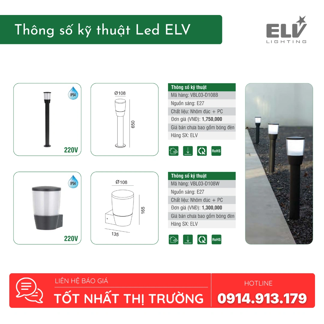 Den Led Canh Quan ELV VBL03 D108W Den Led Canh Quan ELV VBL03 D108W