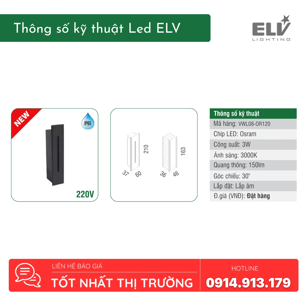 Den Led Chan Tuong ELV VWL08 OR185 Den Led Chan Tuong ELV VWL08 OR185