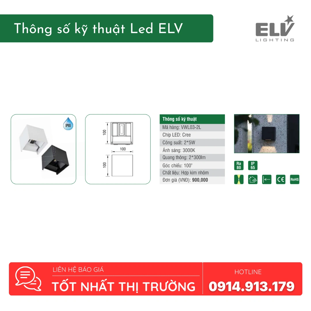 Den Led Gan Tuong ELV VWL03 2L Den Led Gan Tuong ELV VWL03 2L
